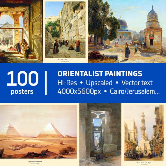 Orientalism Digital Download: Cairo/Egypt/Lebanon/Jerusalem with David Roberts/Bauernfeind — Art print bundle 100 Hi-Res vintage paintıngs