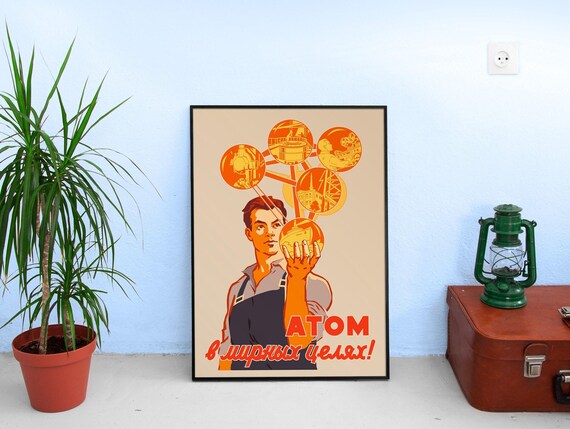 Soviet science, USSR 1960 — Soviet retro poster, science poster, soviet vintage art, soviet propaganda, propaganda poster
