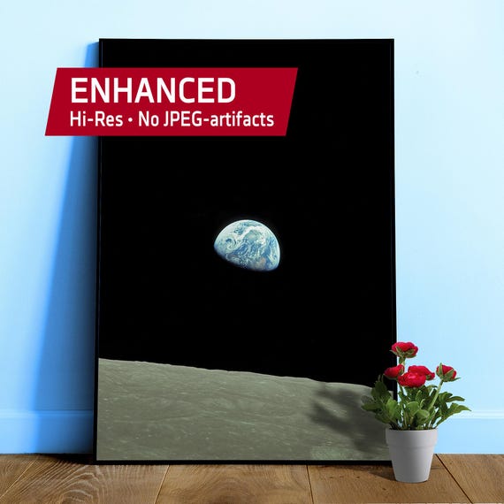 NASA Apollo 8: Earthrise, 1968 — Space poster. Art photo poster, Earth print, science wall decor, iconic space photo 1960s