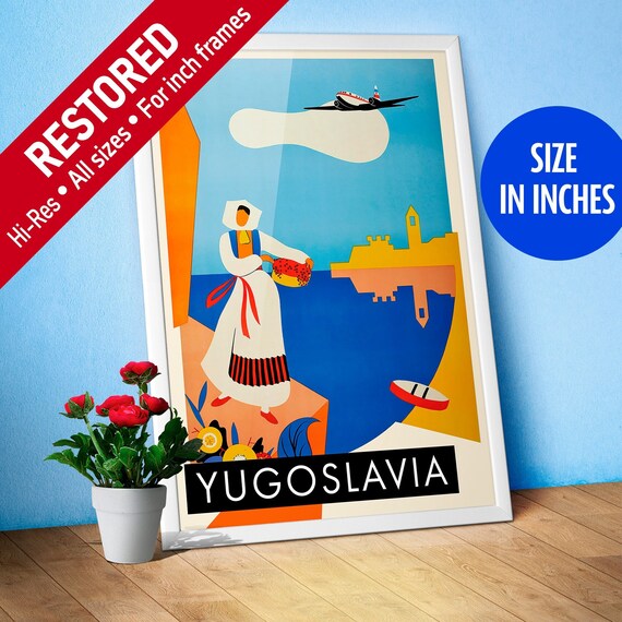 Yugoslavia, 1952 — retro travel poster, vintage travel art, retro travel wall art, Croatia poster [inches]