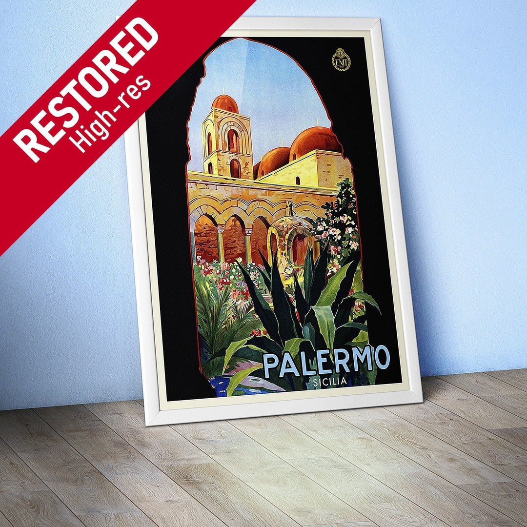 Affiche ancienne de voyage pour Siracusa Sicile Italie