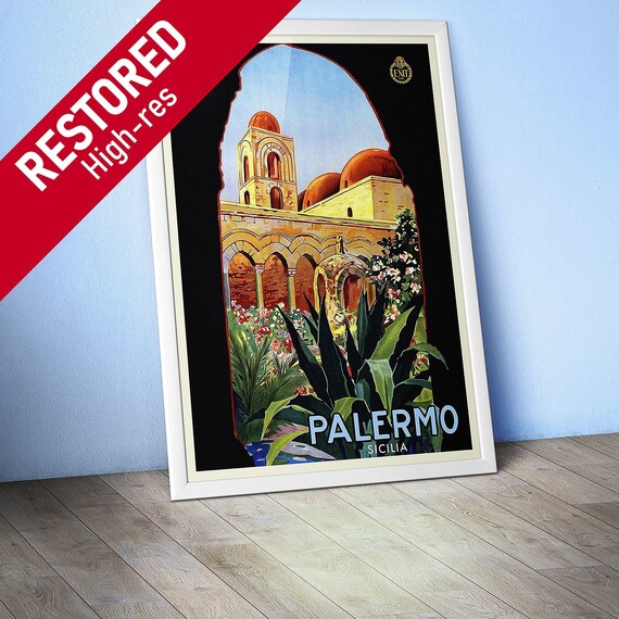 Palermo, Sicily, Italy, 1950s — retro travel poster, vintage travel art, retro travel art, retro travel wall art