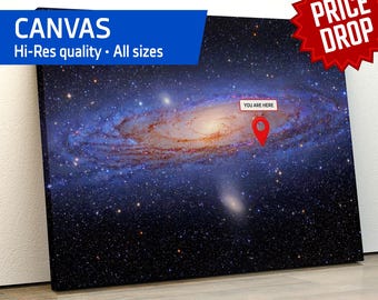 You are here: Milky Way galaxy — Canvas. Space poster, science poster, galactic map, space map