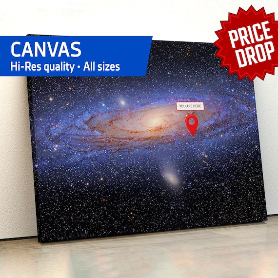 You are here: Milky Way galaxy — Canvas. Space poster, science poster, galactic map, space map