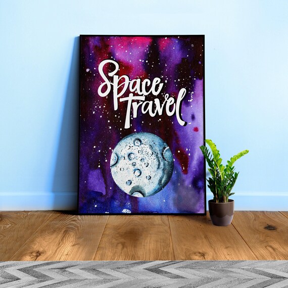 Space travel [neon/synthwave/vaporwave/watercolor] — aesthetic watercolor poster, neon space poster, retrowave poster, motivation quotes
