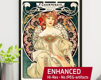 Art Nouveau Poster: Alphonse Mucha – F.Champenois Imprimeur-Editeur 1898 Print • Vintage Wall Art, French Decorative Poster Decor