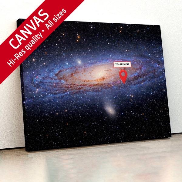 You are here: Milky Way galaxy — Canvas. Space poster, science poster, galactic map, space map