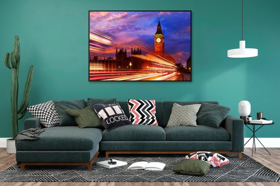 Neon city: Big Ben clock tower, London, England (synthwave/vaporwave/retrowave/cyberpunk) — aesthetic poster, neon poster