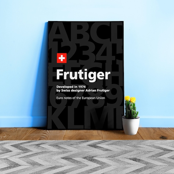 Frutiger font, 1974 — design typography poster, abstract print, aesthetic art poster, modern poster, typography wall decor, 1950s poster