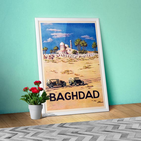 Baghdad, Iraq 1930s — retro travel poster, vintage travel art print, retro travel wall art