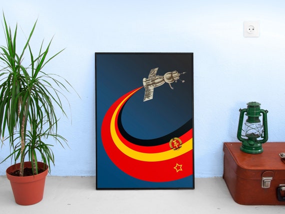 Soyuz 31, GDR/DDR/USSR, 1978 — Soviet vintage space poster, retro soviet art, soviet space, propaganda poster