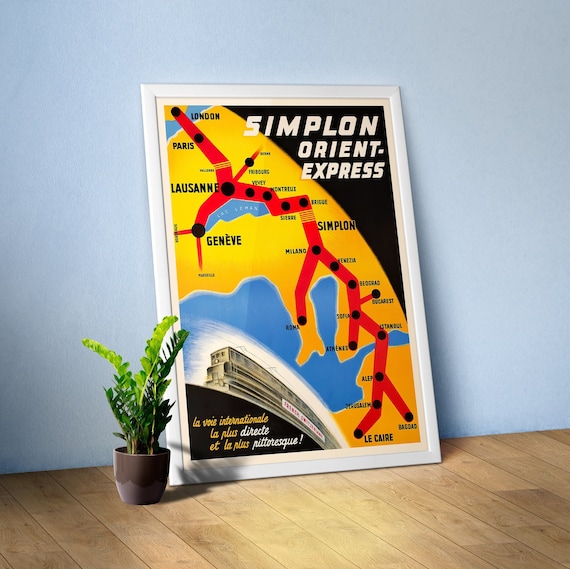 Orient Express, Simplon, Istanbul, Turkey, 1947 — retro vintage travel poster, retro travel art, retro travel wall art