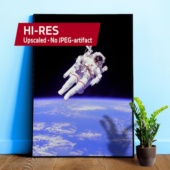 Astronaut floating in space: Bruce McCandless II EVA in 1984 — Space poster. Space wall art, iconic photo poster, nerdy gift