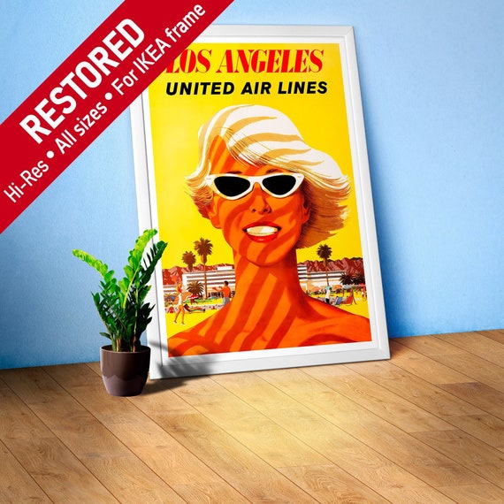 Los Angeles, USA, 1955 — retro vintage travel poster, retro travel art, retro travel wall art, beach poster, tropical poster