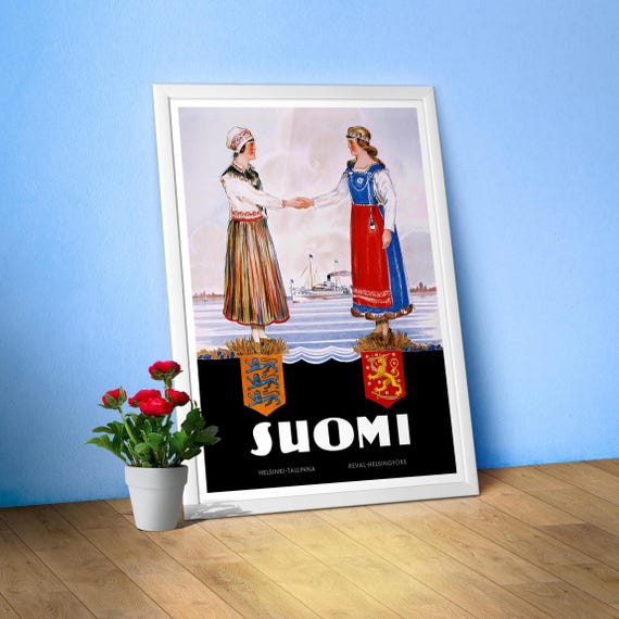 Estonia poster: Suomi. Finland - Estonia, 1920s — Vintage travel poster, retro travel art print, retro travel wall decor