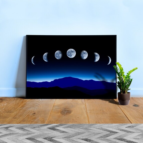 Moon phases (Hi-Res poster) — space poster, Moon poster, space art, Moon photo, photo poster