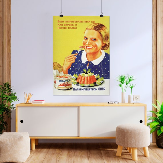 Crabs, USSR 1950s — Soviet Food vintage poster, Soviet retro poster, propaganda poster, kitchen poster