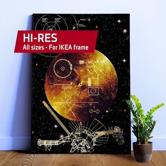 NASA Voyager 1 Golden Record — Space poster. Science art print, amazing space wall decor, space exploration wall art, nerdy gifts for him