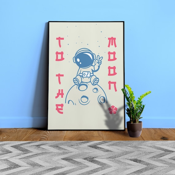 Anime poster: To the Moon — vaporwave poster, sport/space poster, manga art print, Japanese space wall art, Japan poster, 80s print