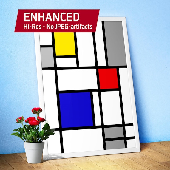Mondrian poster. Compositions in White, Black, Red & Blue, 1921 — Piet Mondrian art print, Abstract Home Decor, Vintage poster, Retro art