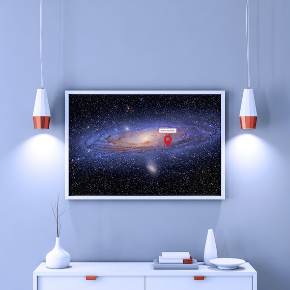 You are here: Milky Way galaxy map — space poster, science poster, galactic map, space map