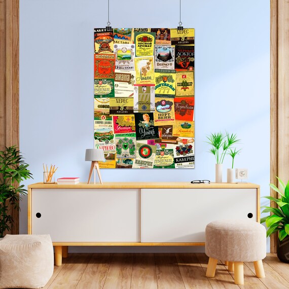 Soviet wine/plonk/liqueur labels, 1950s, 1960s, 1970s — Russian vintage beer poster, Soviet poster, vintage beer poster