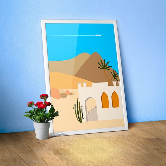 Boho travel poster Morocco/Tunisia/Egypt 3 – Abstract wall art, aesthetic boho decor, desert color print, modern minimalist home poster