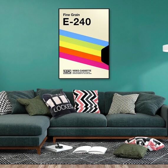 Retrowave poster: VHS cassette case E-240 [retrowave/vaporwave] — retrowave poster, aesthetic print, retrowave art, 80s wall decor