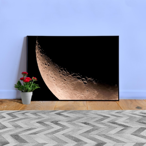 Moon Poster – Ultra Detailed Brown Moon Surface, High Resolution Space Art Print, Minimalist Cosmic Wall Decor