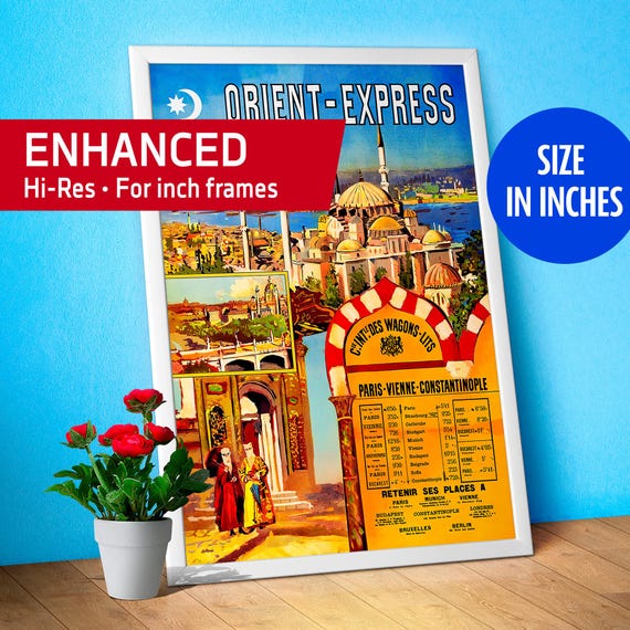 Orient Express, Istanbul, Turkey, 1891 — retro vintage travel poster, vintage travel art print, retro travel wall art [inches]