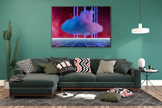 Neon landscape: Cloud [synthwave/vaporwave/cyberpunk] — aesthetic poster, retrowave poster, vaporwave poster, neon poster