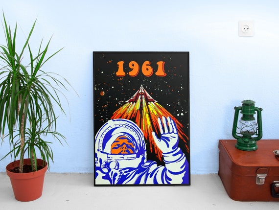 Gagarin, USSR, 1976 — Soviet vintage space poster, soviet poster, propaganda poster, soviet retro space, space wall art, retro sci-fi