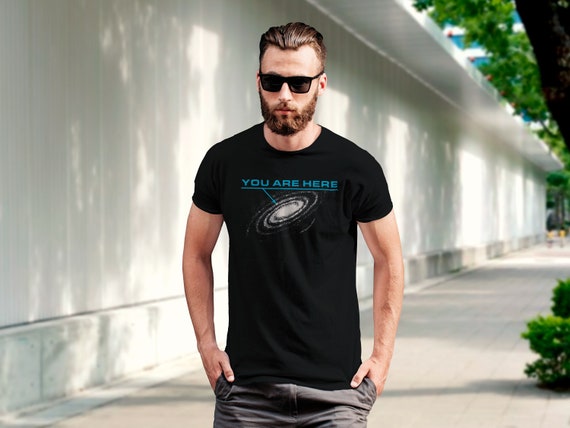 You are here: Milky Way galaxy map — Short-Sleeve Unisex T-Shirt, space t-shirt, star map