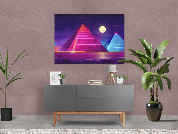 Synthwave Neon City: Egypt, pyramids [synthwave/vaporwave/cyberpunk] — aesthetic poster, retrowave poster, neon poster