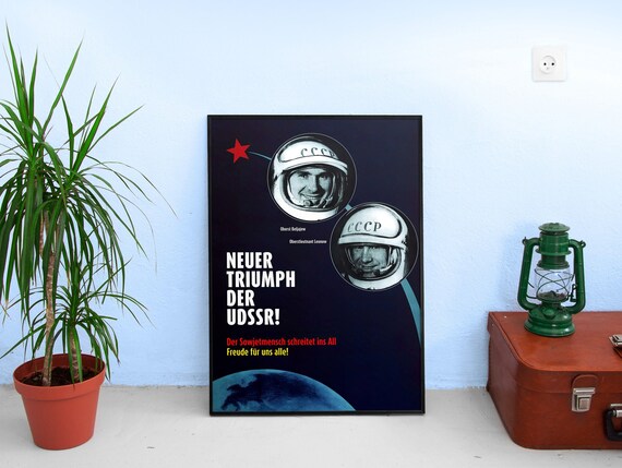 Neuer Triumph Der UDSSR!, GDR/USSR, 1965 — Soviet vintage space poster, retro soviet art, soviet space, propaganda poster