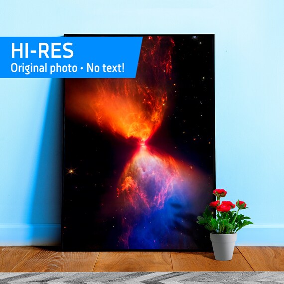 JWST Young Stellar Object (Fiery Hourglass) L1527 (James Webb/JWST). No text — Space poster. Science poster, space photo, space art
