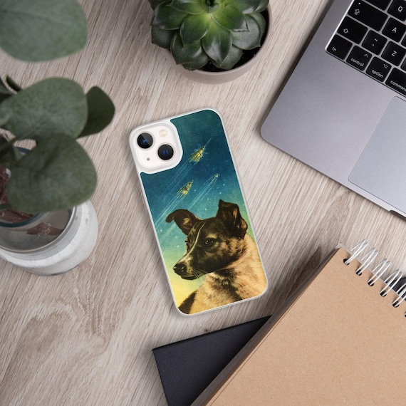 Laika / Лайка · USSR · 1958. Soviet vintage space poster — Space iPhone Case (iPhone 13/12/11 case). Soviet iPhone case. Retro iPhone case