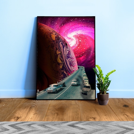 Synthwave space vintage retro collage #2 — space vintage retro collage art, 50s futuristic sci-fi collage, surreal collage art, retro sci-fi