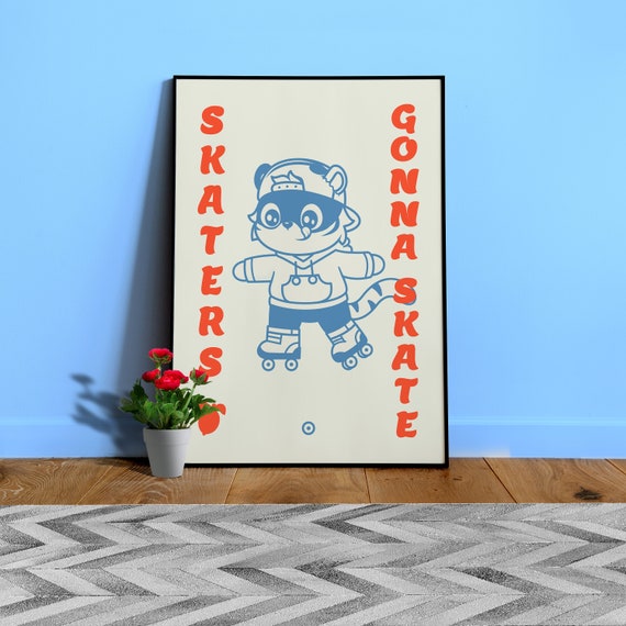 Anime poster: Skater gonna skate / Roller-Skater — vaporwave poster, sport poster, manga art print, Japanese space wall art, Japan poster
