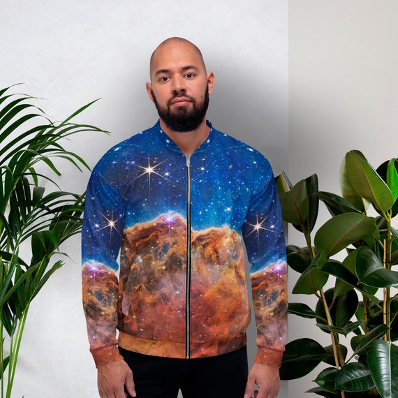 JWST Cosmic Cliffs. Carina Nebula. NGC 3324 (James Webb/JWST) — Space Unisex Bomber Jacket, space jacket, cosmic bomber