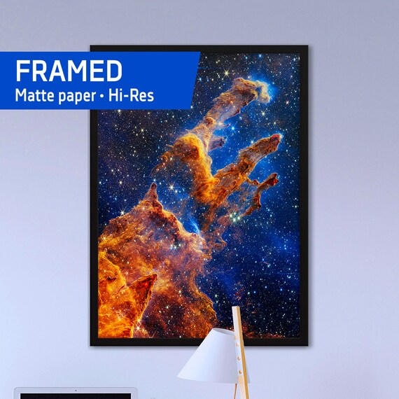 JWST Pillars of Creation 2022 (James Webb/JWST) — Framed matte paper poster. Space poster, science poster, space photo art, jwst picture
