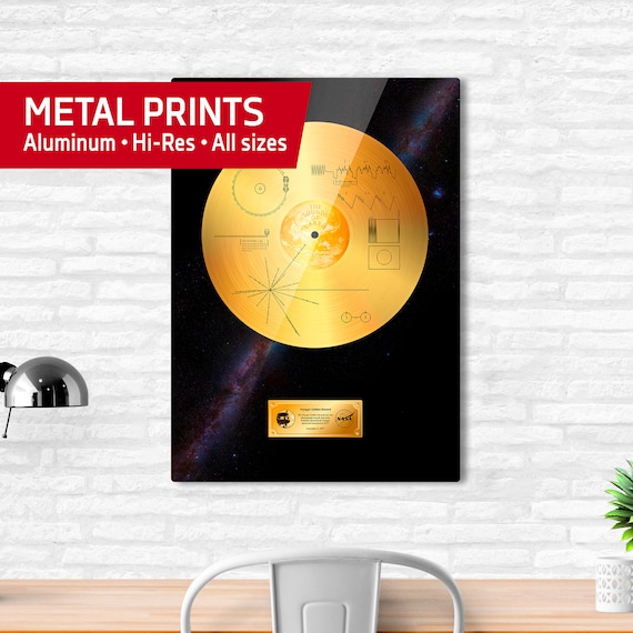 NASA Voyager 1 Golden Record — Metal prints. Space poster, science print, space art, space wall decor, space wall art, nerdy gifts