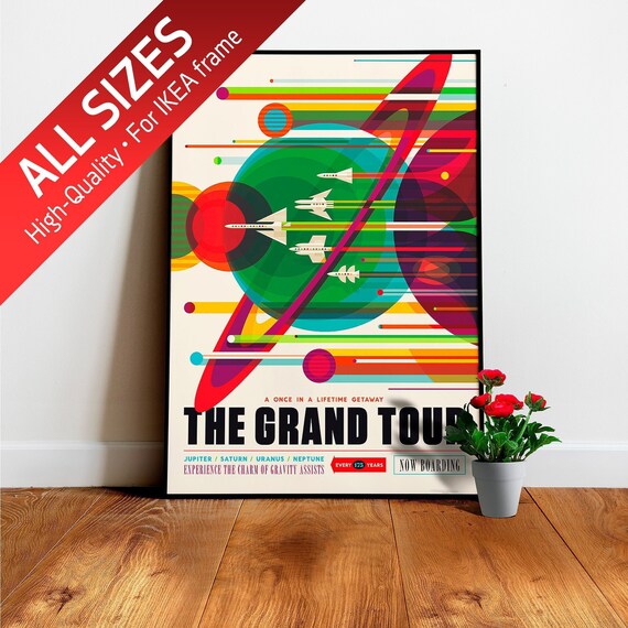 The Grand Tour: Jupiter, Saturn, Uranus, Neptune (NASA Visions of the Future) — vintage space poster, space travel poster, space poster