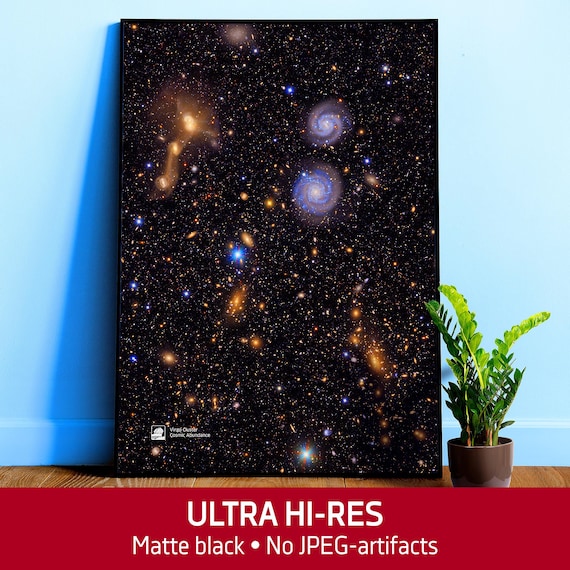 Virgo Cluster: The Cosmic Abundance – Vera C. Rubin Observatory poster. Space Print, Astronomy Wall Art, Galaxy Map, Science Decor