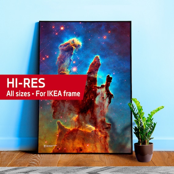 The Pillars of Creation. Eagle Nebula (M16, NGC 6611), NASA Hubble Space Telescope — Hi-Res Space poster, science poster, space photo