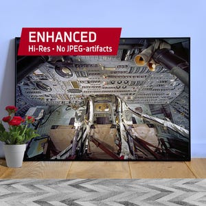 NASA Apollo 11 Command Module Interieur: ruimteposter. Ruimtekunstprint, fotowanddecor uit de jaren 60, cadeau voor fans van ruimteverkenning
