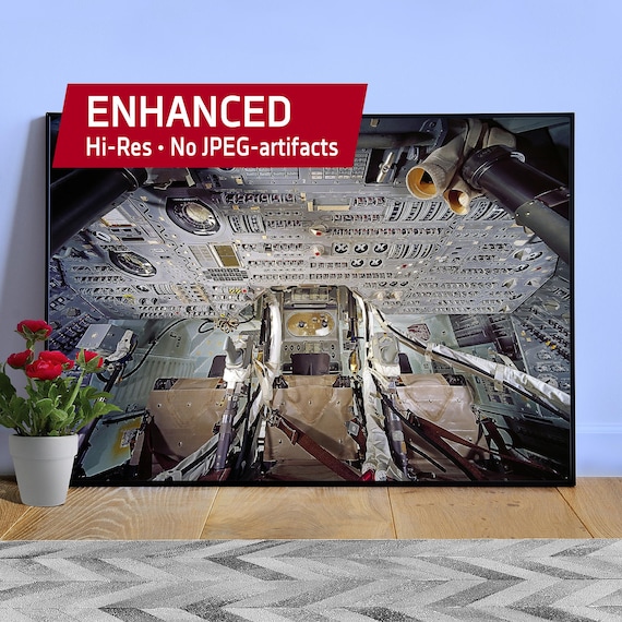 NASA Apollo 11 Command Module Interior — Space poster. Space art print, 1960s photo wall decor, gift for space exploration fan