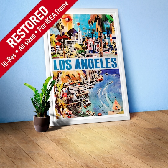 Los Angeles, USA, Hollywood, 1960s — retro vintage travel poster, retro travel art, retro travel wall art