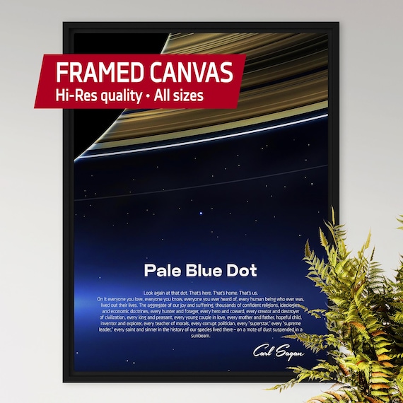 Pale Blue Dot ◾ Framed Canvas — NASA Cassini 2013 Science Poster, Space Vector Art Wall Decor, Space poster and nerdy gift