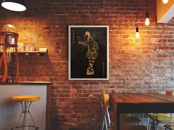 Joker poker poster — Golden playing cards print, aesthetic wall art, gamer room decor, lucky you print, bar decor
